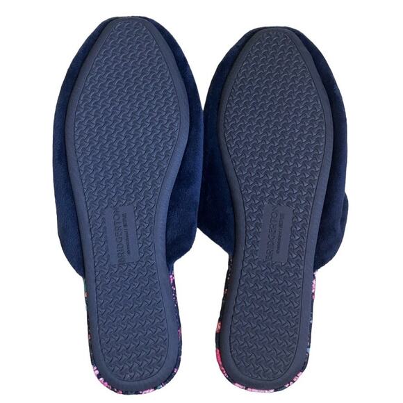 Bridgerton Netflix Enchanting Navy Blue Gold Bee Floral Slippers Size 11 - Picture 3 of 5